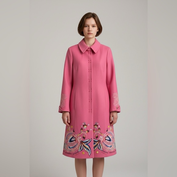 Oilily Pink Embroidered Coat - Picture 4 of 12